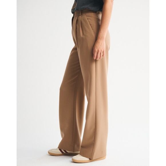 NWT A&F Abercrombie & Fitch Sloane Tailored Wide Leg Pant Size 22S Tan Trouser - Picture 2 of 13
